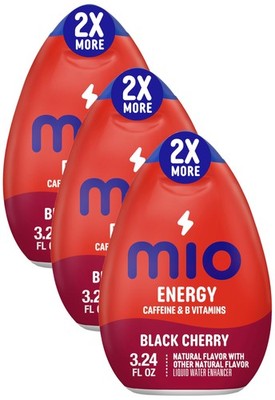 (3) MiO Energy Black Cherry Liquid Water Enhancer Drink Mix, 2x More, 3.24 Fl Oz