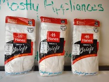 New Vtg Hanes Mens White Briefs Sz 36- 100 Cotton - 3 Sealed Packs - Movie Prop