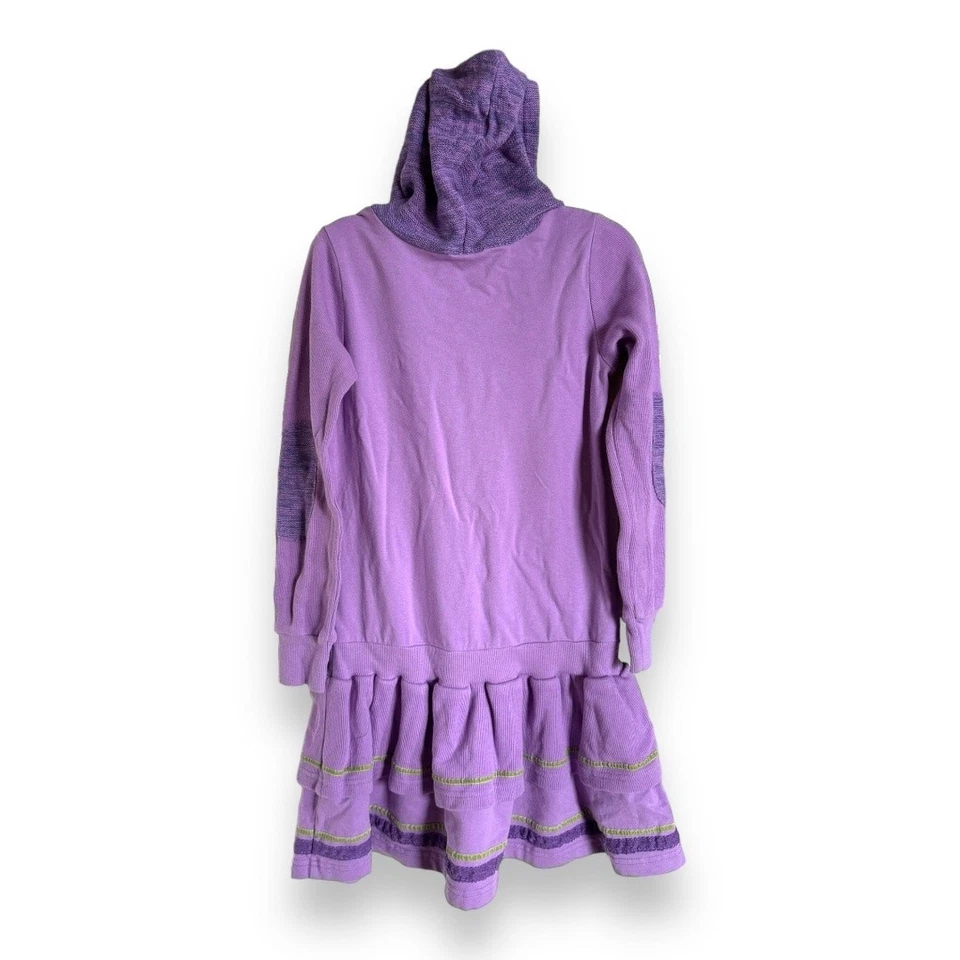Naartjie Girls Dress Sz 8 Hooded Purple Sweater Long Tunic Sweatshirt Flowers - Image 4 of 4