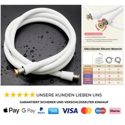 Duschschlauch 1,5m Silikon Verdrehschutz Weiß Standard 1 2