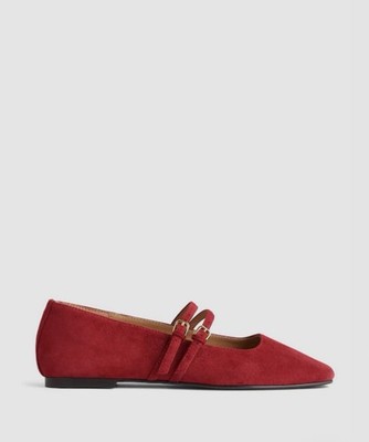 BRIESTA マーブル レッド Madewell Sz 11 The Greta Double-Strap Ballet Flat In Red Suede