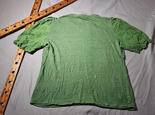 Boden Shirt Womens Sz 8 Kelly Green Linen Broderie Embroidered Eyelet Sleeve Top - Picture 10 of 13
