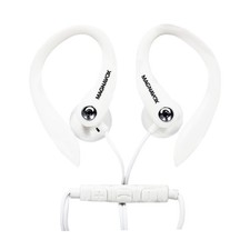 Magnavox MHP4854 White Earhook Earbuds with Microphone and Durable Cable