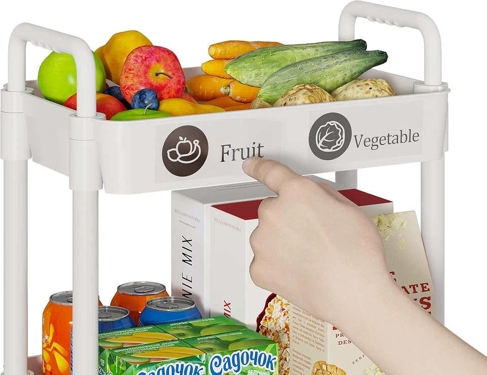 Carro rodante de 3 niveles con ruedas, carros de almacenamiento utilitario multifunción, almacenamiento de cocina Foto 3 de 4