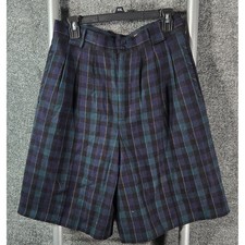 Giorgio Sant'Angelo Collectible Gold Plaid Wool Short Navy Green Purple 12 28x10