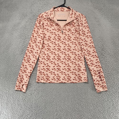 Ariat AriatTEK 1/4 Zip Pullover Womens Small Pink Horse Print Long Sleeve Riding
