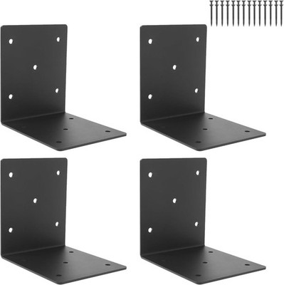 4 PCS Heavy Duty Steel Corner Brackets,6''x6''x5''L Right Angle Bracket,DIY L Sh...