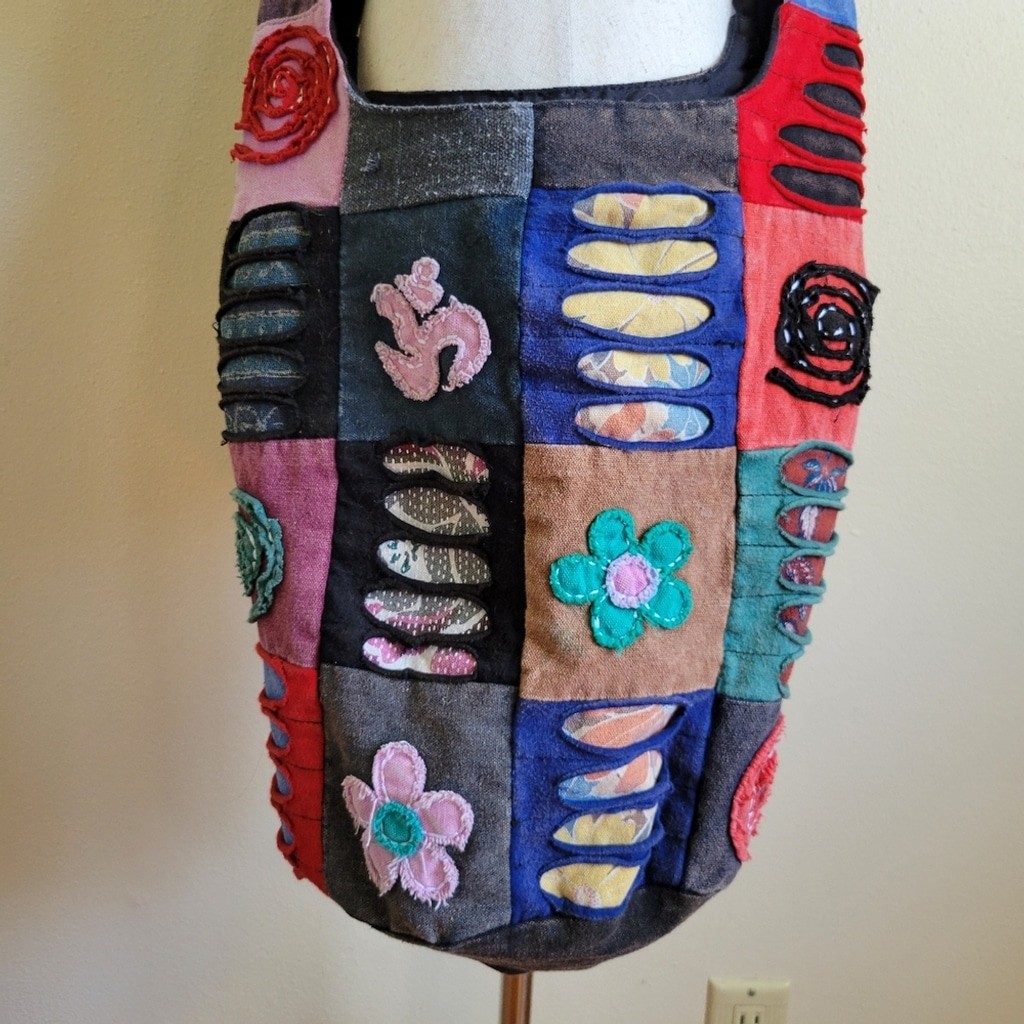 Large Multicolor Patchwork Boho Hobo Bag - image 3