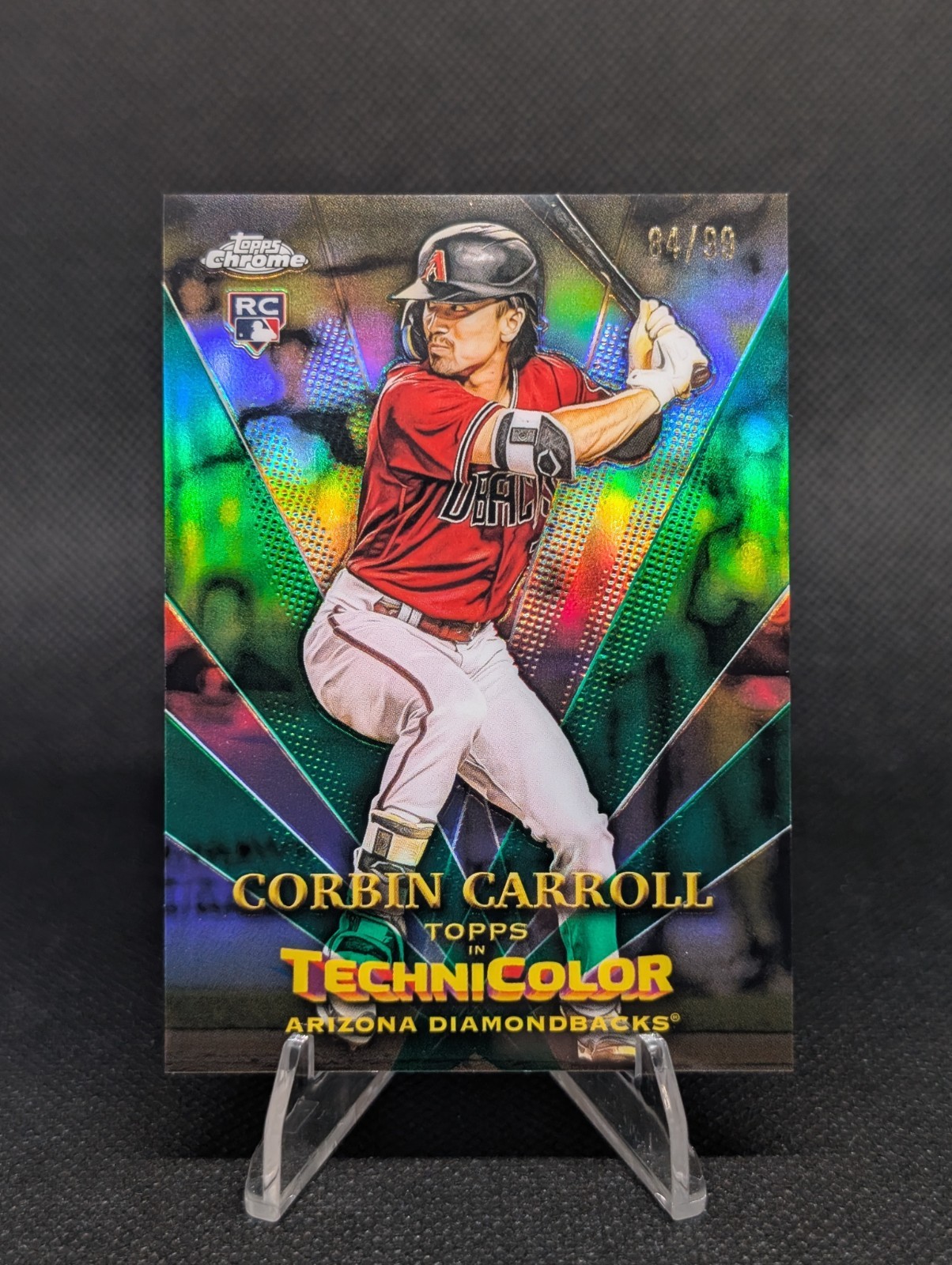 2023 TOPPS CHROME CORBIN CARROLL RC TECHNICOLOR GREEN REFRACTOR /99 Rookie