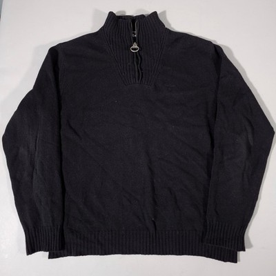 Barbour Half Zip Sweater Mens XL Black Essential Lambswool MKN0339BK31