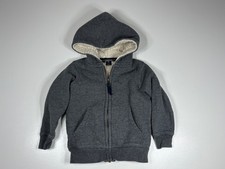 Lands End Hoodie Boys 2T Gray Sherpa Lined Full Zip Cozy Winter Casual Playwear