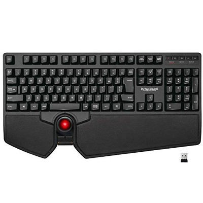ELECOM USB Trackball Keyboard with Wireless Receiver Premium Membrane Key