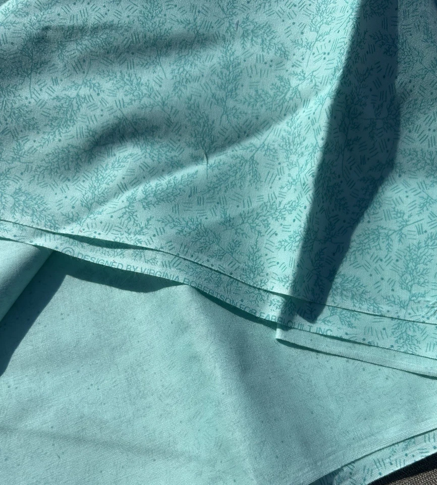 Virginia Robertsons Fabrics Fabri-Quilt Inc Patt Aqua Blue Botanical Pattern VTG - Image 4 of 4