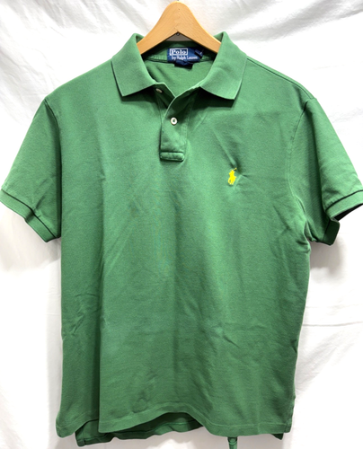 POLO Ralph Lauren Custom Fit SS mesh polo mens size Large green with yellow pony - Picture 2 of 16
