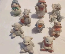 Vintage Dreamsicles Figurines,  Rabbits Duck, Pigs, Mice , Lot Of 9.  2-2.5"