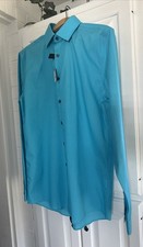 NWT J Ferrar JF Teal Slim Fit Long Sleeve Button Front Shirt 15-15 1/2 34-35