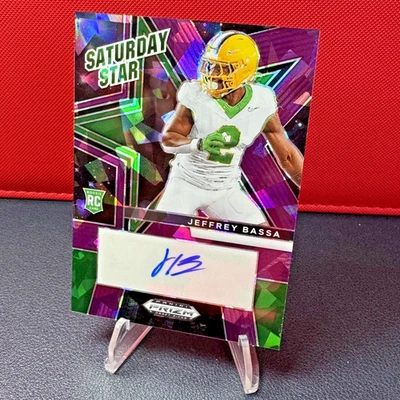 2025 Prizm Draft Picks Jeffrey Bassa Saturday Star Auto Cracked Ice /199 RC - Image 1 of 2