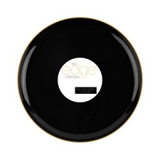 PLASTICPRO 30 Count 8.6 Plastic Party Plates Edge Collection Black with Gold...