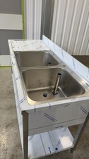 Commercial  Stainless Steel Kitchen Sink 180x70cm, bowl size  50x50x30cm