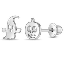 Spooky Pals Kids / Children's / Girls Earrings Screw Back - Sterling Silver