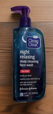 Clean & Clear Night Relaxing Deep Cleaning Face Wash Oil Free 8 oz Pump