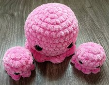 Set of 3 Crochet Handmade Amigurumi Octos 1 Mommy and 2 Babies