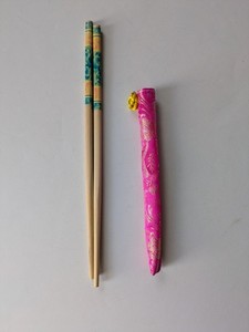 Reusable Bamboo Chopsticks Floral With Decorative Silk Storage Bag 