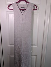 Tahari Women's gray Shift Dress Size S  100% Luxe Linen  pockets