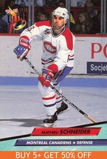 1992-93 Ultra #110 Mathieu Schneider Montreal Canadiens Hockey