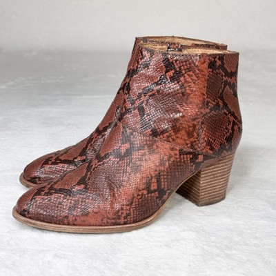 Brown Booties Madewell Ankle Boots Womens Brown Python Snake Skin