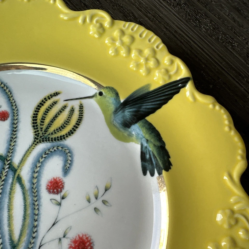 NEW Anthropologie Lou Rota Mother Nature Hummingbird Dessert Salad Plate 2pc Set - Image 3 of 4