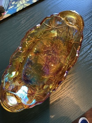 Vintage Indiana Glass Marigold Carnival Lily Pons 9.75  Dish