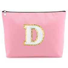 Initial Cosmetic Bag Pink Cosmetic Travel Toiletry Bag Wedding Gifts for D