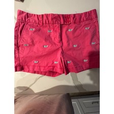 Vineyard Vines Pink Whale Embroidered Chino Shorts Womens Size 6 Preppy Coastal