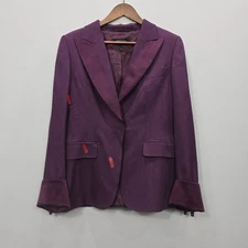 Escada Women Wool Silk Wool Blend Blazer Jacket Purple Size 42 L Office *Flaws