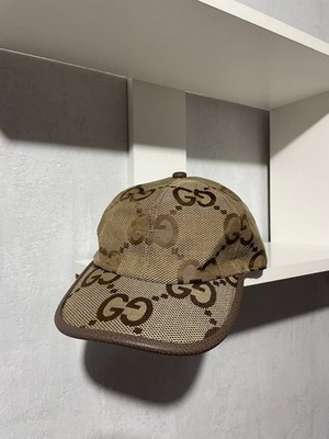 Gucci GG Monogram Jumbo Jacquard Canvas Baseball Cap Hat Beige Size M