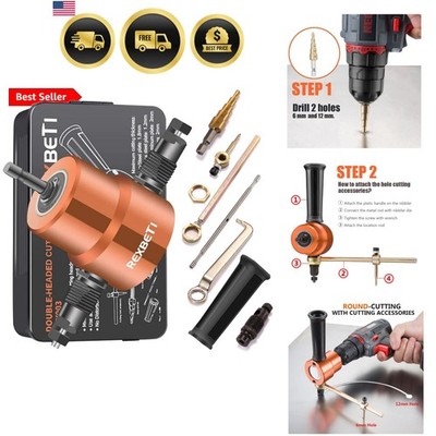 Double Headed Sheet Metal Nibbler, Drill Attachment Metal Cutter with Extra P...