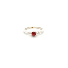 Sterling Silver Garnet Ring Size 7 Stone 4 x 4 mm