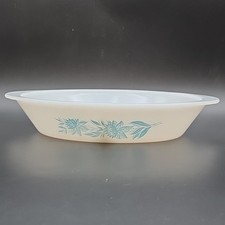 Vintage Glasbake Blue Thistle Separated Casserole Dish. MCM Retro. J2352