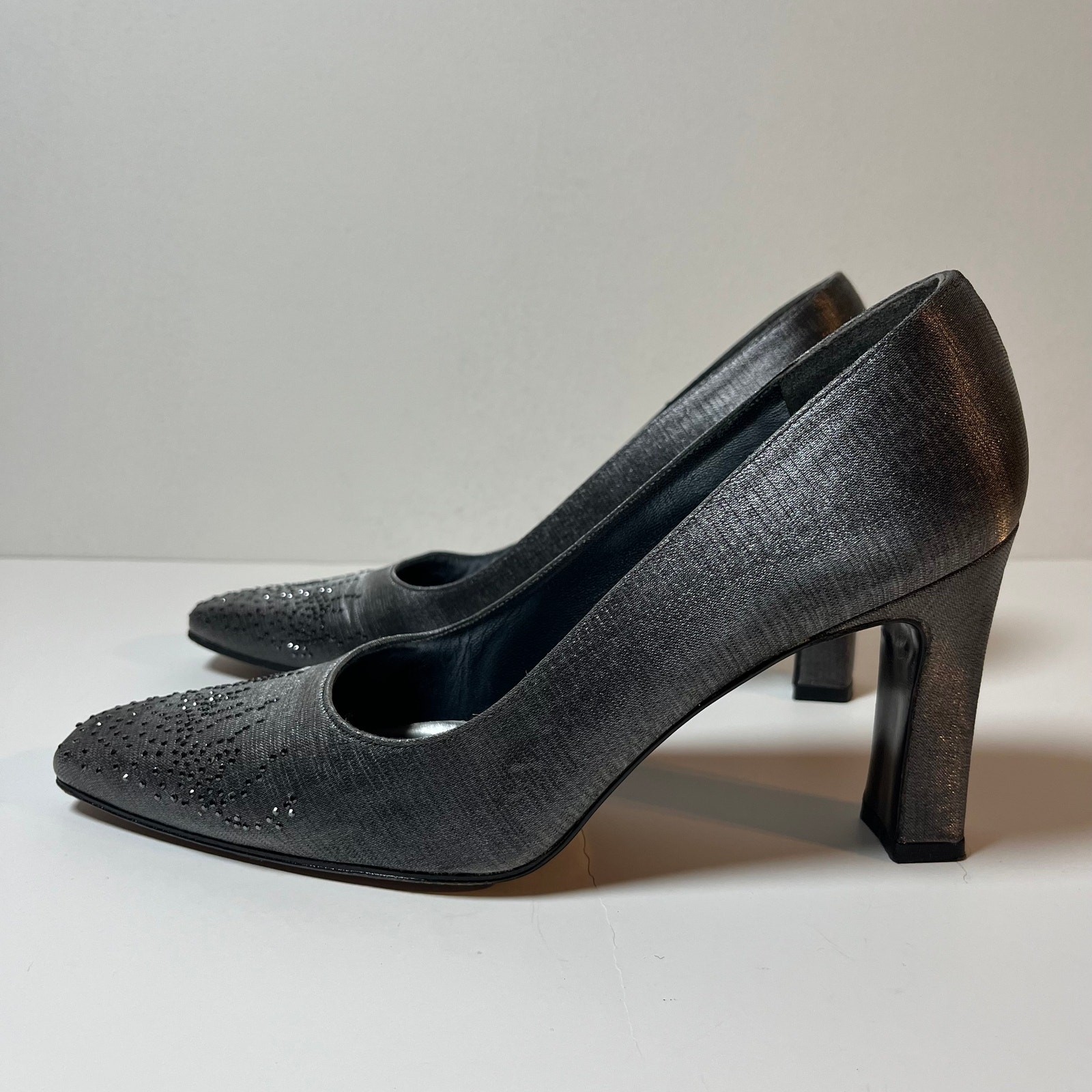 Stuart Weitzman Square Toe Pumps Silver Metallic … - image 9