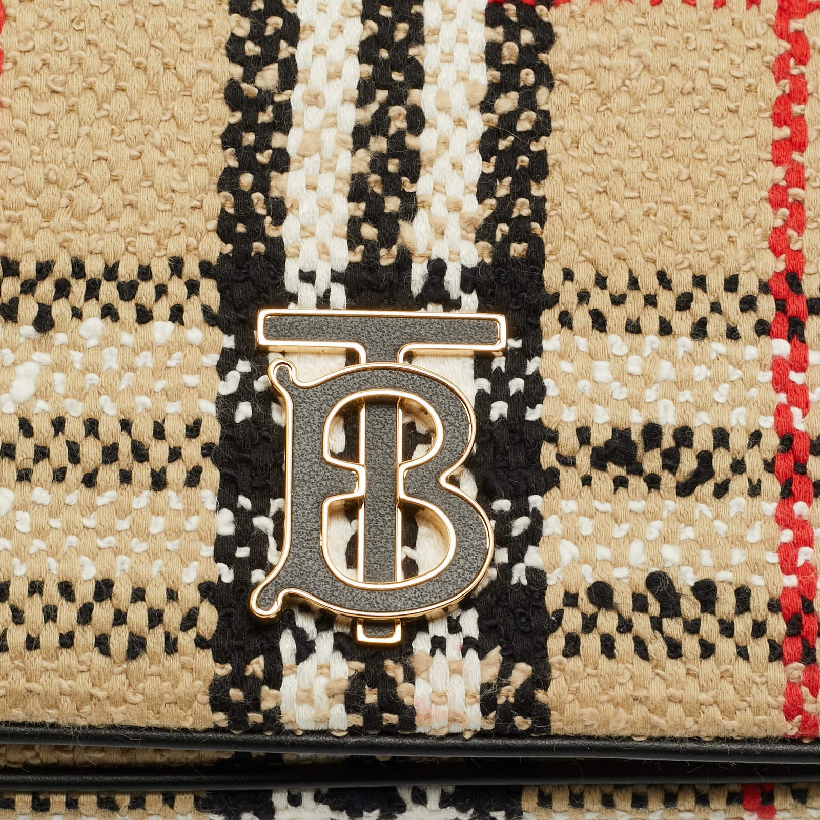 Burberry Mini Lola Chain BeigeBlack House Check Wool Crossbody Bag image 5