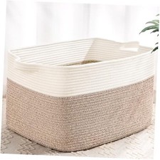 Large Blanket Basket Storage Baskets for Organizing, Woven Laundry 60L Brown