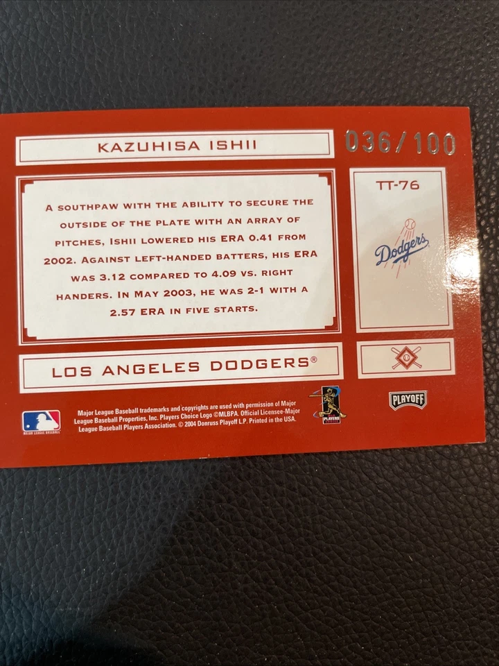 2004 Absolute Memorabilia - Trade Kazuhisa Ishii #TT-76 Spectrum Red /. 036/100 - Image 3 of 4
