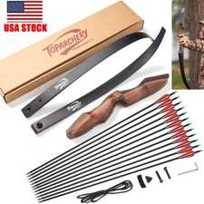 60" Takedown Recurve Bow 25-60lbs Archery Bow Hunting Shoot Target Carbon Arrows