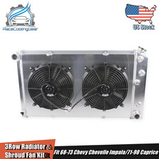 3 Row Aluminum Radiatorshroud Fan For 68-73 Chevy Chevelle Impala71-90 Caprice