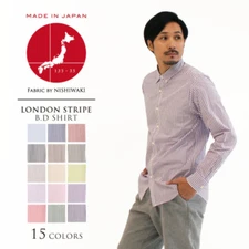 HQ MADE in JAPAN 100% Cotton BUTTON DOWN STRIPE SHIRT MENS Comfy Casual 086-100