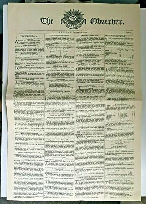 The Observer - 04/12/1791 - Facsimile of first ever publication. | eBay UK