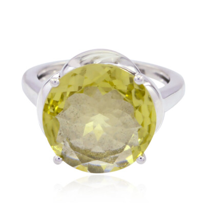 Golden Glow 925 Sterling Silber Zitronenquarz Sunburst Ring
