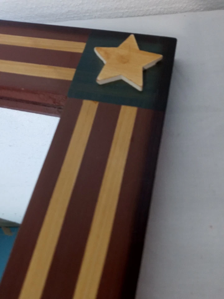 Espejo Americana Primitivo Decoración Hogar 12 X 12 Rojo Blanco Azul Estrellas Foto 2 de 4