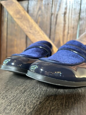 Bruno Marc Tuxedo Patent Leather Dark Blue Velvet Slip-On  display picture 1